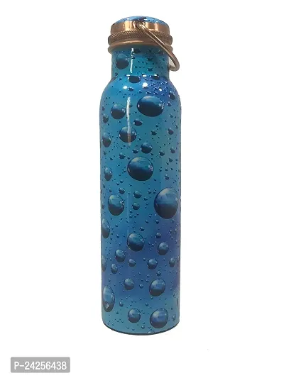 Sturdy Copper Water Bottle, Set Of 1, 1000 Ml, Blue-thumb0