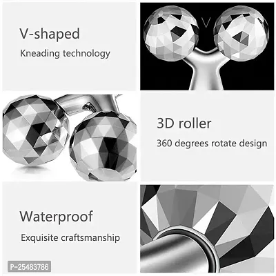 3D Manual Roller Massager 360 Rotate Face-Lift Wrinkle Remover Facial Massage For Relaxation And Slimming Skin Tighten Wrinkle Remover Tool For Women And Men (3D Silver)-thumb2