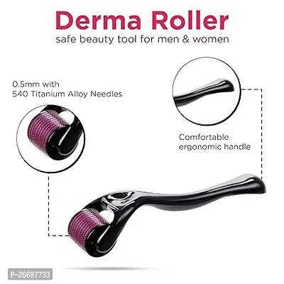 Derma roller 1.00 mm With 540 Titanium Alloy Needles | Promotes Beard Growth, Hair Regrowth  Reduces Acne Scars pack of 1-thumb2