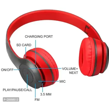 P47 Over The Head Wireless Bluetooth Headphone with Soft Ear COUSIONS for Gaming  Music.-thumb2