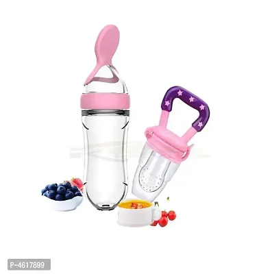Tiny Tycoonz Combo of 1 piece of Silicone BPA Free Baby Feeding Bottle (90 ml) and 1 piece of BPA Free Food Feeder/Fruit Pacifier-thumb4