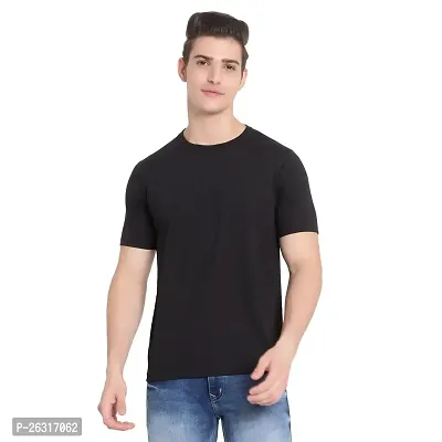 GfandBF Solid Round Neck T-Shirt (40, Black)-thumb0