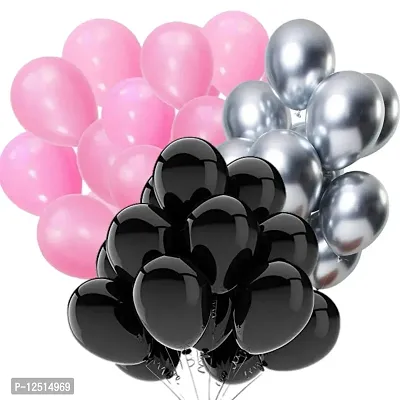 DUL DUL Black,Silver,Color Metallic Balloon pack of ~ Metallic balloon Color Balloons for Party~Theme Party~Baby Shower~Anniversary~Wedding Decoration~Combo Balloons Pack-thumb0