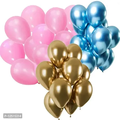 DUL DUL Pink/Blue/ Color Metallic latex balloons for birthday/Party decoration Pcs -Combo metallic balloons pack of Color Balloons Baby ShowerTheme party,Combo of