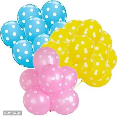 DUL DUL Yellow,Light Pink,Light Blue Polka Dot Balloons Pack of 90 pcs Party Balloons - 30 pcs Yellow,30 pcs L.Pink,30 pcs Sky Blue polka dot Balloons for Birthday Decoration/Party,Baby Shower Decoration,Jungle/Theme Party Balloon (YELLOW+L.PINK+S ,BLUE, 90)