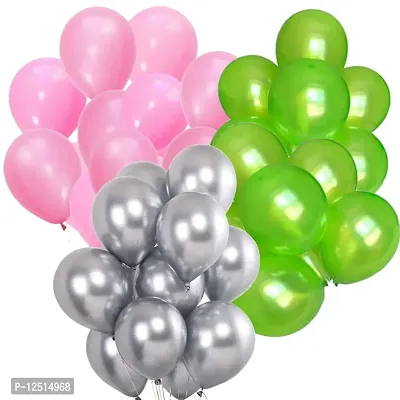 DUL DUL Pink/Light Green/ Color Metallic latex balloons for birthday/Party decoration Pcs -Combo metallic balloons pack of Color Balloons Baby ShowerTheme party,Combo of-thumb0