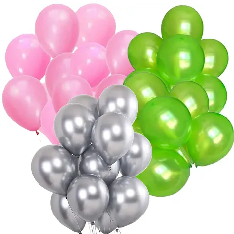 DUL DUL Pink/Light Green/ Color Metallic latex balloons for birthday/Party decoration Pcs -Combo metallic balloons pack of Color Balloons Baby ShowerTheme party,Combo of