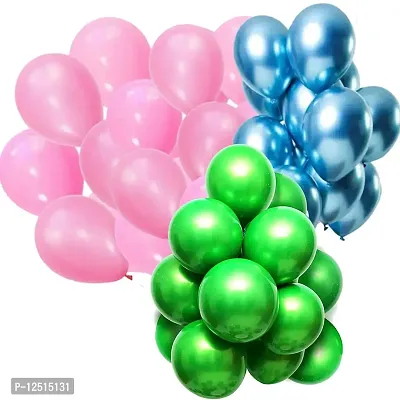 DUL DUL Pink/Blue/ Color Metallic latex balloons for birthday/Party decoration Pcs -Combo metallic balloons pack of Color Balloons Baby ShowerTheme party,Combo of