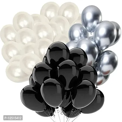 DUL DUL Black,Silver,Color Metallic Balloon pack of ~ Metallic balloon Color Balloons for Party~Theme Party~Baby Shower~Anniversary~Wedding Decoration~Combo Balloons Pack