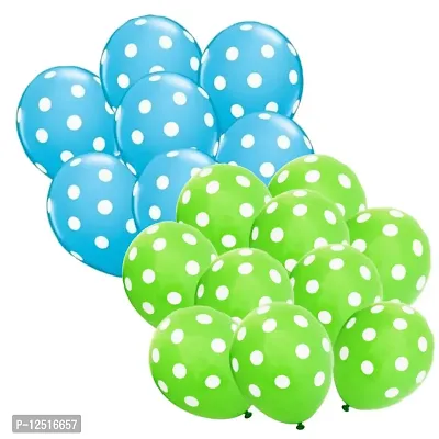 DUL DUL Light Blue,15 pcs/ Green,15 pcs Polka balloons for birthday decoration 30 Pcs -Polka balloons pack of color for Birthday/Decoration/Party,Engagement,/Theme Party (30, LIGHT BLUE POLKA + GREEN POLKA)