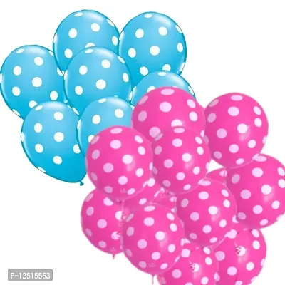 DUL DUL Light Blue,30 pcs/Dark Pink, 30 Pcs Polka dot balloons for birthday decoration 60 Pcs -Polka balloons pack of color for Birthday/Decoration/Party,Engagement,/Theme Party (60, LIGHT BLUE POLKA + DARK PINK POLKA)