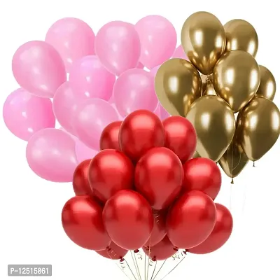 DUL DUL Pink/Golden/ Color Metallic latex balloons for birthday/Party decoration Pcs -Combo metallic balloons pack of Color Balloons Baby ShowerTheme party,Combo of-thumb0