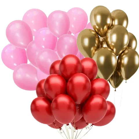 DUL DUL Pink/Golden/ Color Metallic latex balloons for birthday/Party decoration Pcs -Combo metallic balloons pack of Color Balloons Baby ShowerTheme party,Combo of