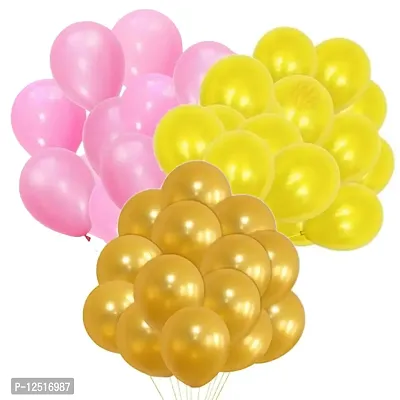 DUL DUL Pink/Yellow/ Color Metallic latex balloons for birthday/Party decoration Pcs -Combo metallic balloons pack of Color Balloons Baby ShowerTheme party,Combo of-thumb0