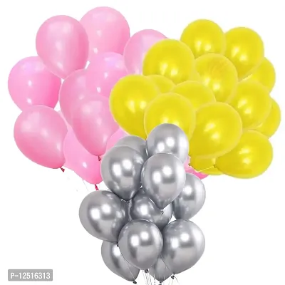 DUL DUL Pink/Yellow/ Color Metallic latex balloons for birthday/Party decoration Pcs -Combo metallic balloons pack of Color Balloons Baby ShowerTheme party,Combo of-thumb0