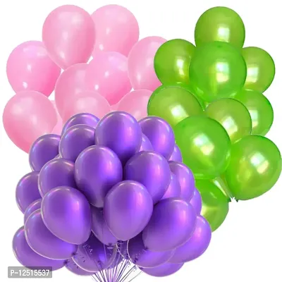 DUL DUL Pink/Green/Purple Color Metallic latex balloons for birthday/Party decoration 45 Pcs -Combo metallic balloons pack of 15 pcs Pink,15 pcs Green,15 pcs Purple Color Balloons Baby ShowerTheme party,Combo of (PINK+GREEN+PURPLE, 45)