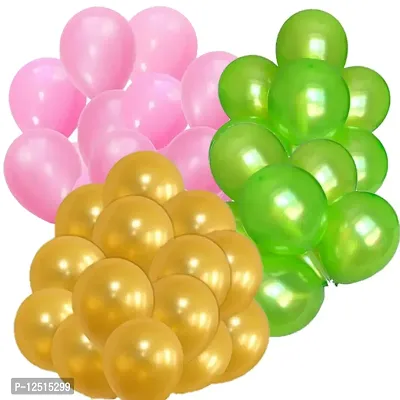 DUL DUL Pink/Light Green/ Color Metallic latex balloons for birthday/Party decoration Pcs -Combo metallic balloons pack of Color Balloons Baby ShowerTheme party,Combo of