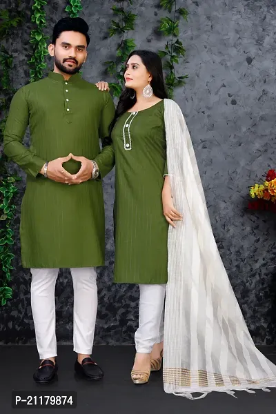 Stylish Fancy Designer Cotton Blend Kurtas Couple Combo For Women And Men