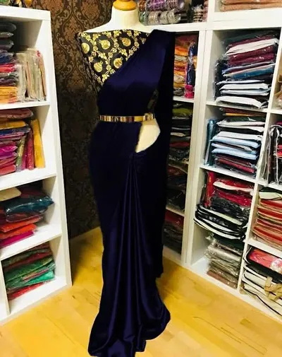 Trendy Satin Solid Sarees with Blouse piece