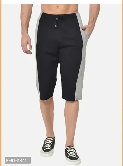 Stylish Black Cotton Self Pattern Shorts For Men