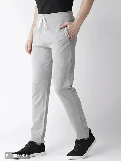 FOSFORO Cotton plain solid grey melange trackpant elasticated waistband with drawstring 2 pockets with zip-thumb0