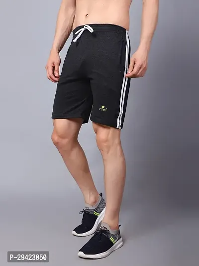 FOSFORO solid plain charcoal  black cotton shorts/nikar/bermuda for men