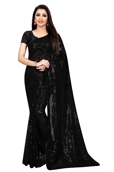 Trendy Georgette Bollywood Partywear Sarees with Blouse Piece