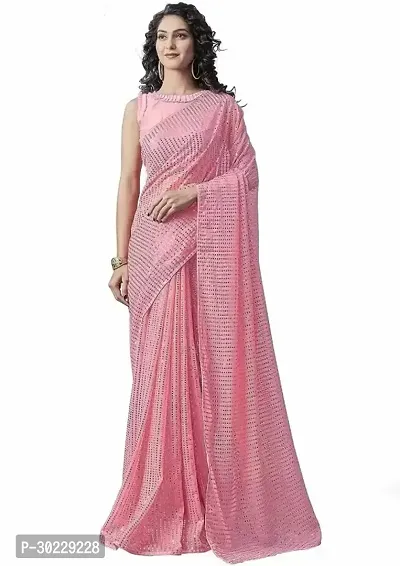 Elegant Georgette Bollywood Saree With Blouse Piece-thumb0