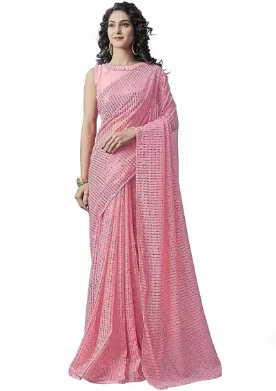 Embellished Fashion Georgette Heavy sequence Work Saree