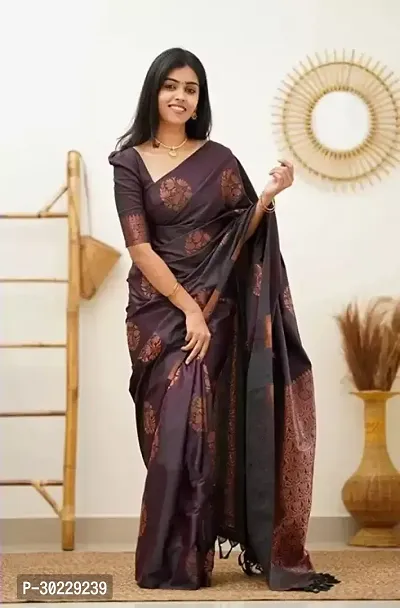 Elegant Satin Banarasi Silk Saree With Blouse Piece