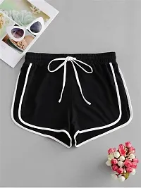 Elegant Black Cotton Regular Shorts For Women-thumb2