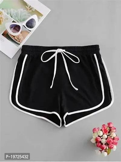 Elegant Black Cotton Regular Shorts For Women-thumb3