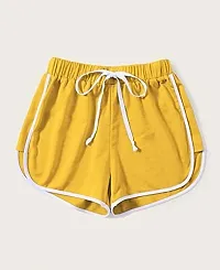 Elegant Yellow Cotton Regular Shorts For Women-thumb1