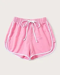 Elegant Pink Cotton Regular Shorts For Women-thumb1