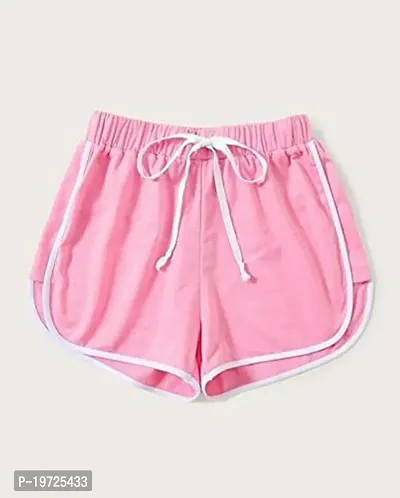 Elegant Pink Cotton Regular Shorts For Women-thumb2