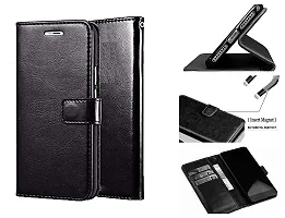 Nkarta Leather Finish Flip Cover Back Case for Realme 8 (5G)|Inbuilt Stand  Inside Pockets| Wallet Style | Magnet Closure (Black)-thumb1