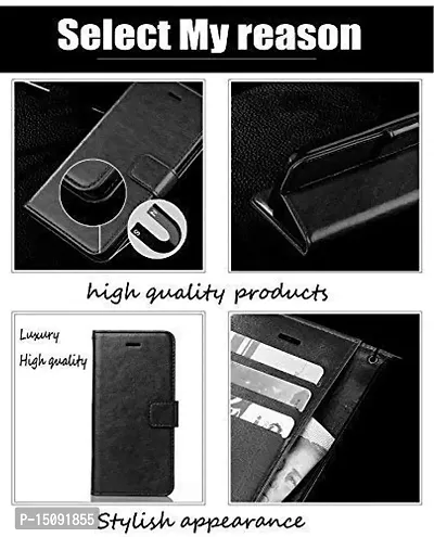 Nkarta Leather Finish Flip Cover Back Case for Realme C2|Inbuilt Stand  Inside Pockets| Wallet Style | Magnet Closure (Black)-thumb4