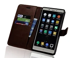 Nkarta Leather Magnetic Vintage Flip Wallet Case Cover for Infinix Smart 6 Plus - Coffee-thumb2
