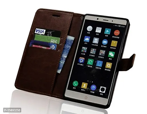 Nkarta Leather Magnetic Vintage Flip Wallet Case Cover for Infinix Smart 6 Plus - Coffee-thumb3