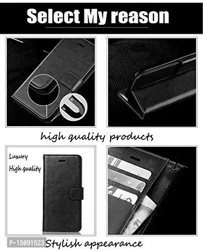 Nkarta Leather Finish Flip Cover Back Case for Realme 8 (5G)|Inbuilt Stand  Inside Pockets| Wallet Style | Magnet Closure (Black)-thumb4