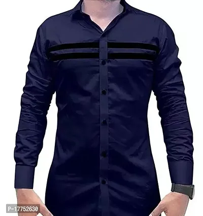 Reliable Navy Blue Cotton Long Sleeves Casual Shirt For Men