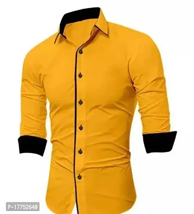 Elegant Mustard Cotton Casual Shirts For Men-thumb0