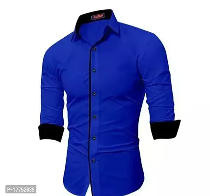 Reliable Blue Cotton Long Sleeves Casual Shirt For Men
