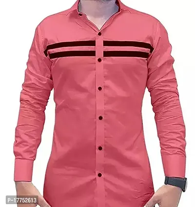 Reliable Pink Cotton Long Sleeves Casual Shirt For Men-thumb0