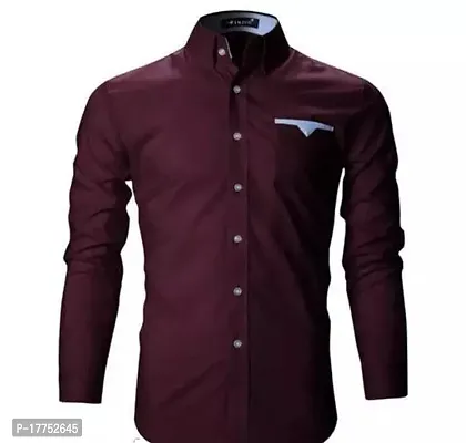 Reliable Magenta Cotton Long Sleeves Casual Shirt For Men-thumb0