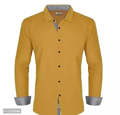 Reliable Yellow Cotton Long Sleeves Casual Shirt For Men-thumb0