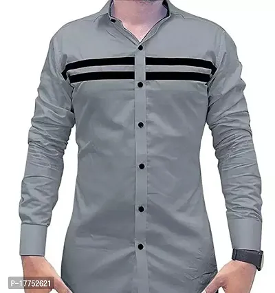 Reliable Grey Cotton Long Sleeves Casual Shirt For Men