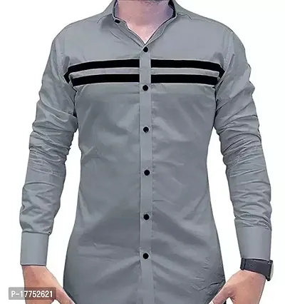 Grey Cotton Long Sleeves Casual Shirt For Men-thumb0