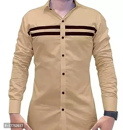Reliable Beige Cotton Long Sleeves Casual Shirt For Men-thumb0