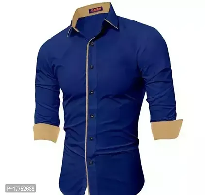 Reliable Navy Blue Cotton Long Sleeves Casual Shirt For Men